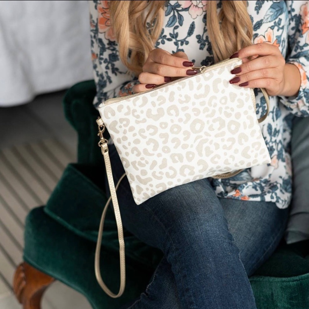 Gray Leopard Print Purse